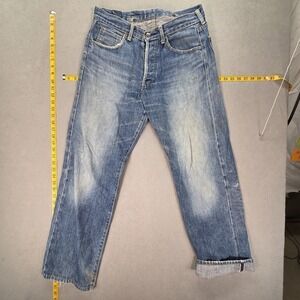 Betty Smith Jeans Mens Selvedge Light Wash Straight Buckle Back Japan Fits 29x30